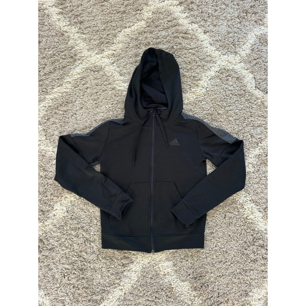 Adidas Climawarm Full Zip‎ Hoodie Mens Black Grey Athletic Sweatshirt Jacket